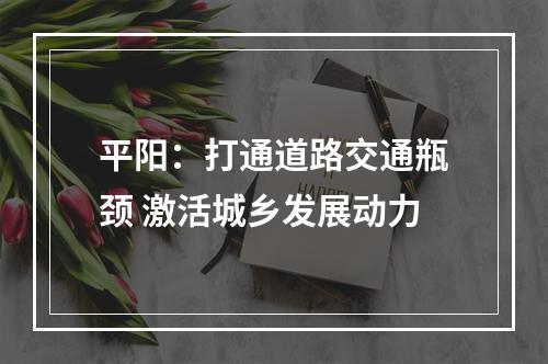 平阳：打通道路交通瓶颈 激活城乡发展动力