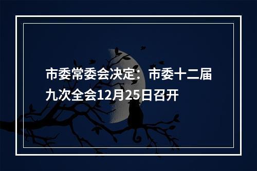 市委常委会决定：市委十二届九次全会12月25日召开