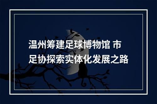 温州筹建足球博物馆 市足协探索实体化发展之路