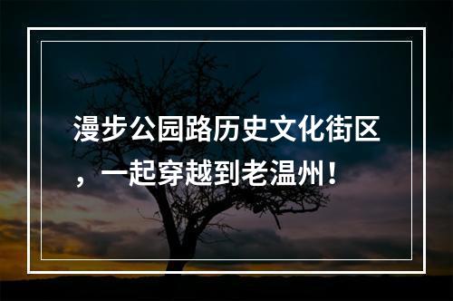 漫步公园路历史文化街区，一起穿越到老温州！