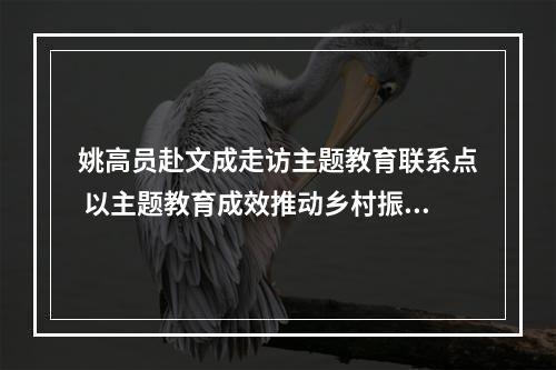 姚高员赴文成走访主题教育联系点 以主题教育成效推动乡村振兴百姓致富