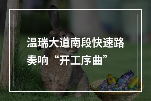 温瑞大道南段快速路奏响“开工序曲”