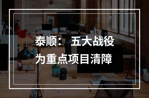 泰顺： 五大战役为重点项目清障