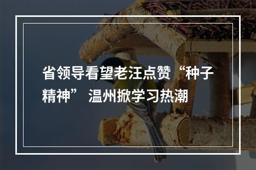 省领导看望老汪点赞“种子精神” 温州掀学习热潮