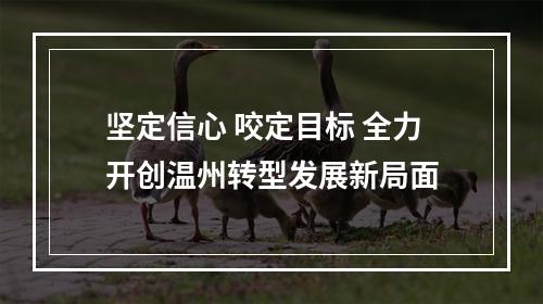 坚定信心 咬定目标 全力开创温州转型发展新局面