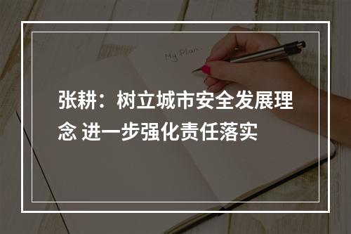 张耕：树立城市安全发展理念 进一步强化责任落实