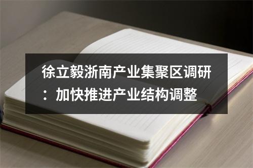 徐立毅浙南产业集聚区调研：加快推进产业结构调整