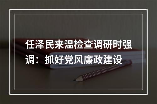 任泽民来温检查调研时强调：抓好党风廉政建设