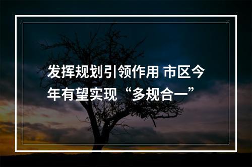 发挥规划引领作用 市区今年有望实现“多规合一”
