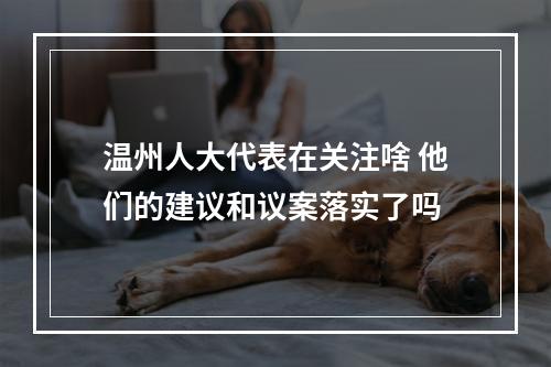 温州人大代表在关注啥 他们的建议和议案落实了吗