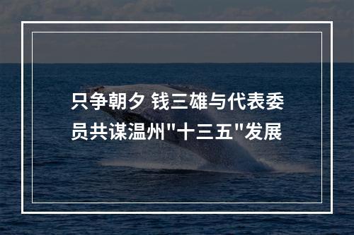 只争朝夕 钱三雄与代表委员共谋温州