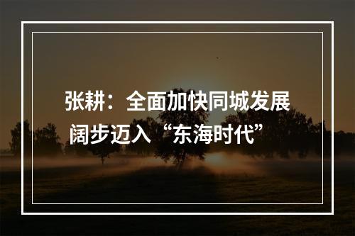 张耕：全面加快同城发展 阔步迈入“东海时代”