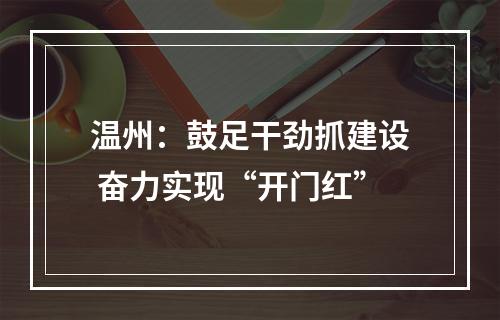 温州：鼓足干劲抓建设 奋力实现“开门红”