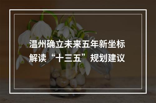 温州确立未来五年新坐标 解读“十三五”规划建议