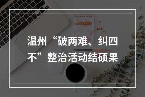 温州“破两难、纠四不”整治活动结硕果