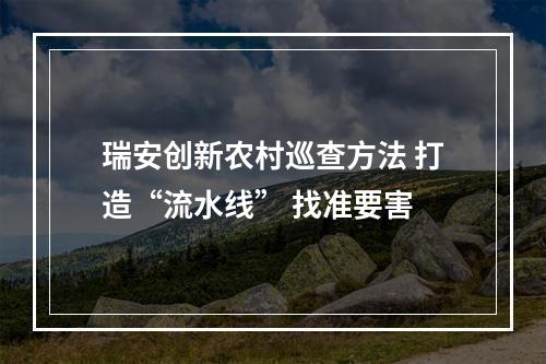 瑞安创新农村巡查方法 打造“流水线” 找准要害