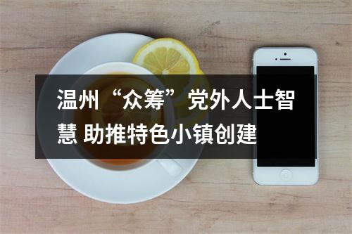 温州“众筹”党外人士智慧 助推特色小镇创建