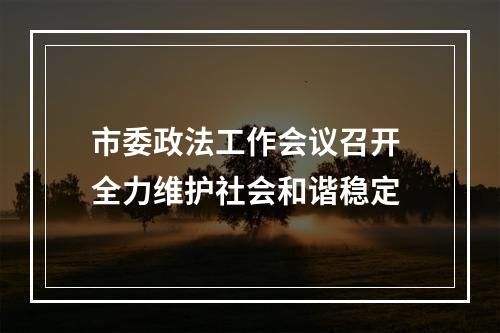 市委政法工作会议召开 全力维护社会和谐稳定