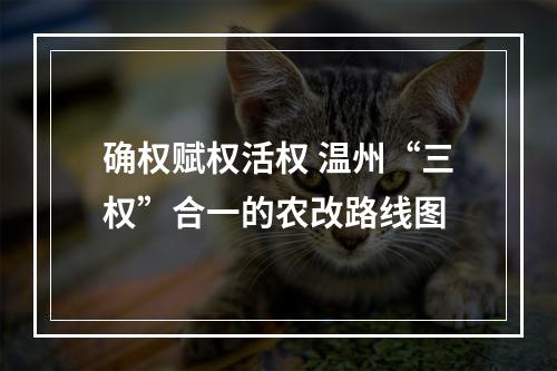确权赋权活权 温州“三权”合一的农改路线图