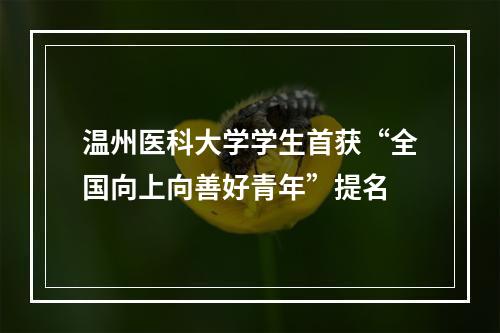 温州医科大学学生首获“全国向上向善好青年”提名