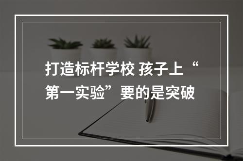 打造标杆学校 孩子上“第一实验”要的是突破