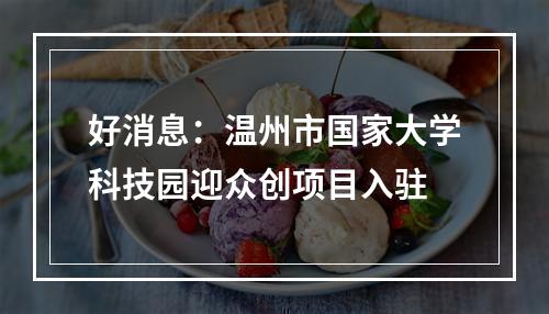 好消息：温州市国家大学科技园迎众创项目入驻