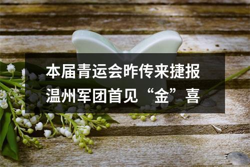 本届青运会昨传来捷报 温州军团首见“金”喜