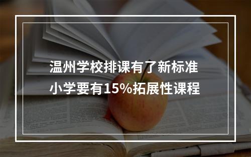 温州学校排课有了新标准 小学要有15%拓展性课程