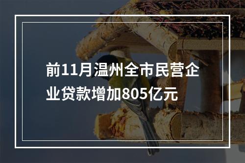 前11月温州全市民营企业贷款增加805亿元