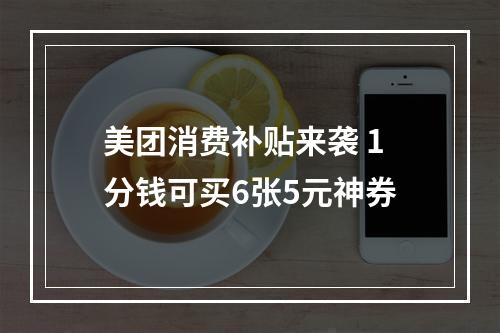 美团消费补贴来袭 1分钱可买6张5元神券