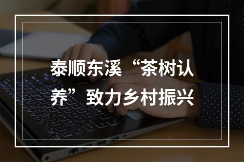 泰顺东溪“茶树认养”致力乡村振兴