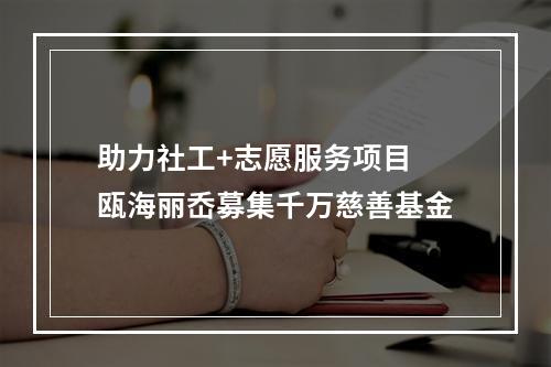 助力社工+志愿服务项目 瓯海丽岙募集千万慈善基金