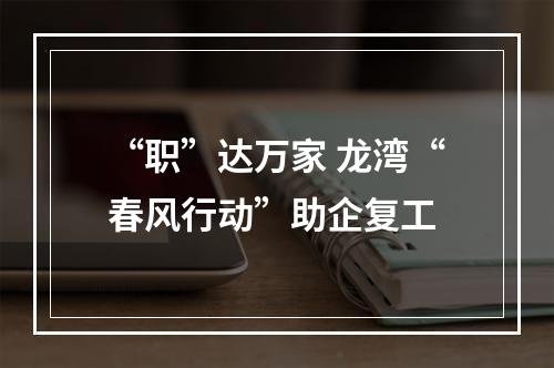 “职”达万家 龙湾“春风行动”助企复工
