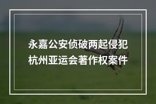 永嘉公安侦破两起侵犯杭州亚运会著作权案件