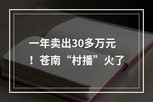 一年卖出30多万元！苍南“村播”火了