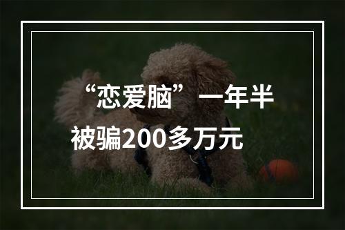 “恋爱脑”一年半被骗200多万元
