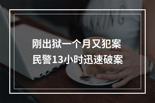 刚出狱一个月又犯案 民警13小时迅速破案