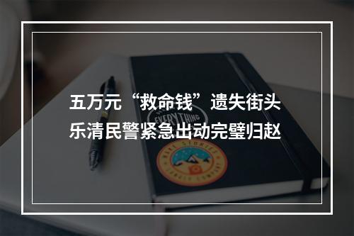 五万元“救命钱”遗失街头 乐清民警紧急出动完璧归赵