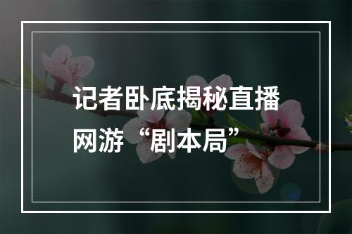 记者卧底揭秘直播网游“剧本局”