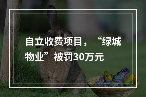 自立收费项目，“绿城物业”被罚30万元