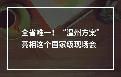 全省唯一！“温州方案”亮相这个国家级现场会