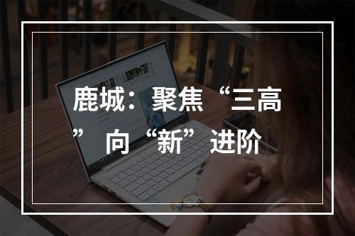 鹿城：聚焦“三高” 向“新”进阶