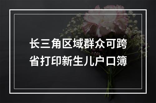 长三角区域群众可跨省打印新生儿户口簿