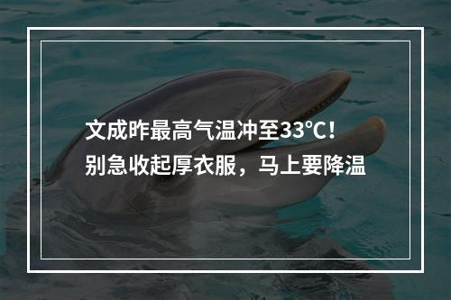 文成昨最高气温冲至33℃！别急收起厚衣服，马上要降温
