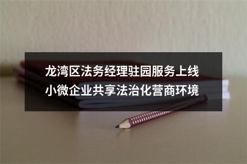龙湾区法务经理驻园服务上线 小微企业共享法治化营商环境