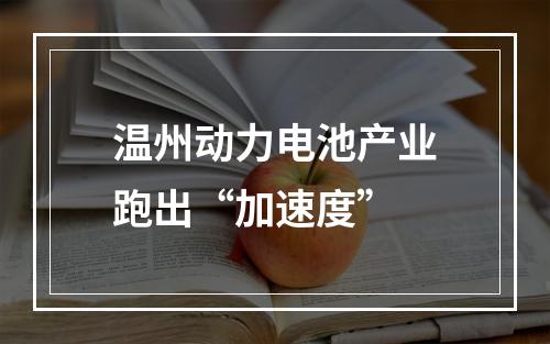 温州动力电池产业跑出“加速度”