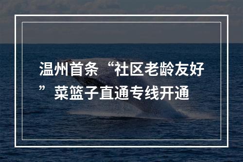 温州首条“社区老龄友好”菜篮子直通专线开通