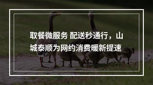 取餐微服务 配送秒通行，山城泰顺为网约消费暖新提速