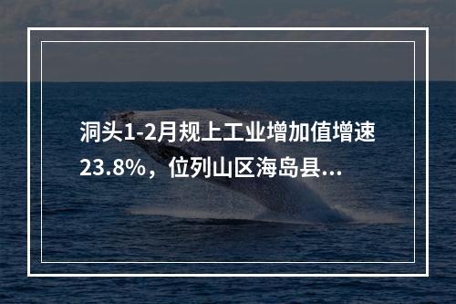 洞头1-2月规上工业增加值增速23.8%，位列山区海岛县之首