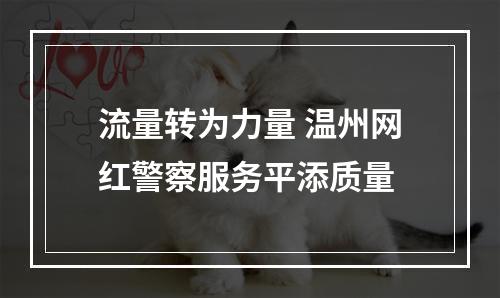 流量转为力量 温州网红警察服务平添质量
